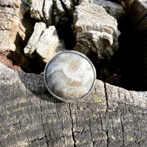 Agatized Petoskey Stone Handmade Ring Size 8