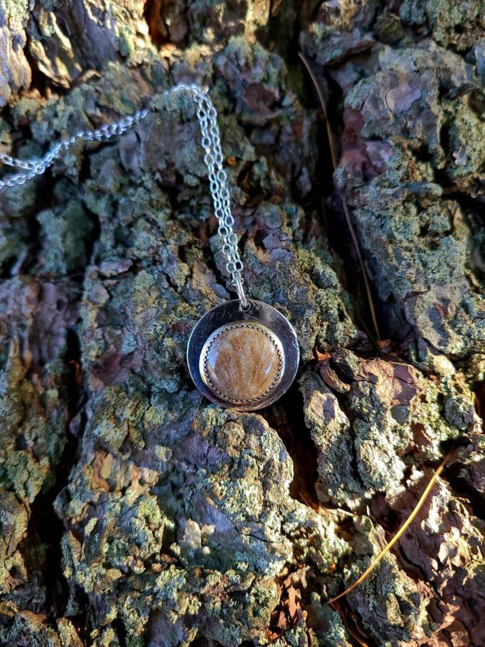 Charlevoix Favosite Stone Long Handmade Pendant Necklace