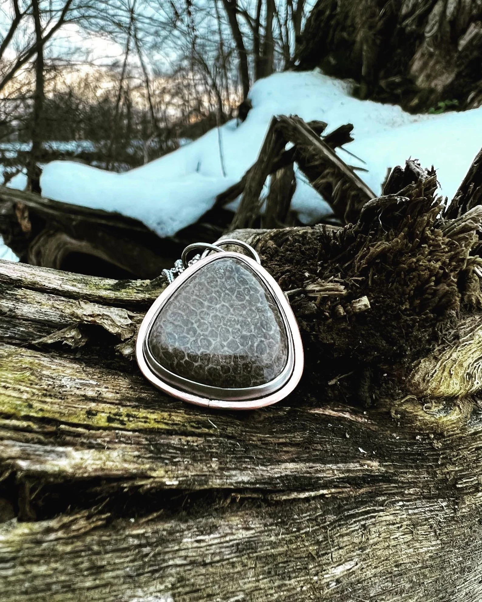 Charlevoix Stone Large Pendant Handmade Necklace