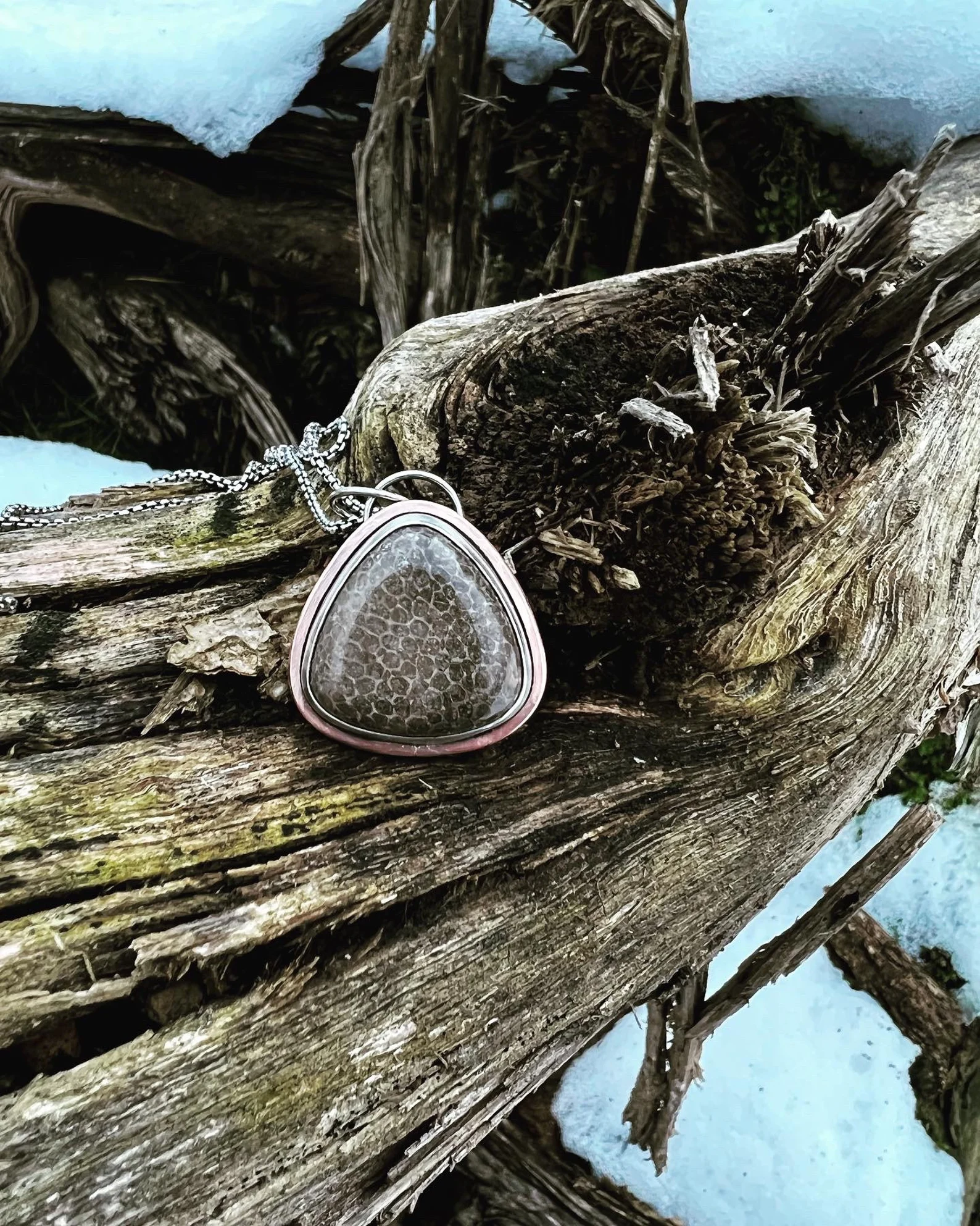 Charlevoix Stone Large Pendant Handmade Necklace