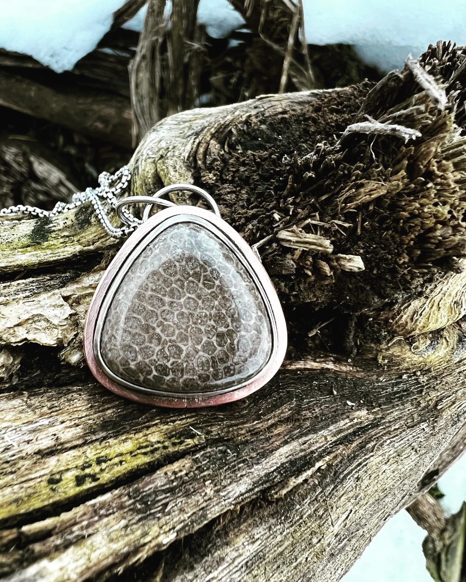 Charlevoix Stone Large Pendant Handmade Necklace