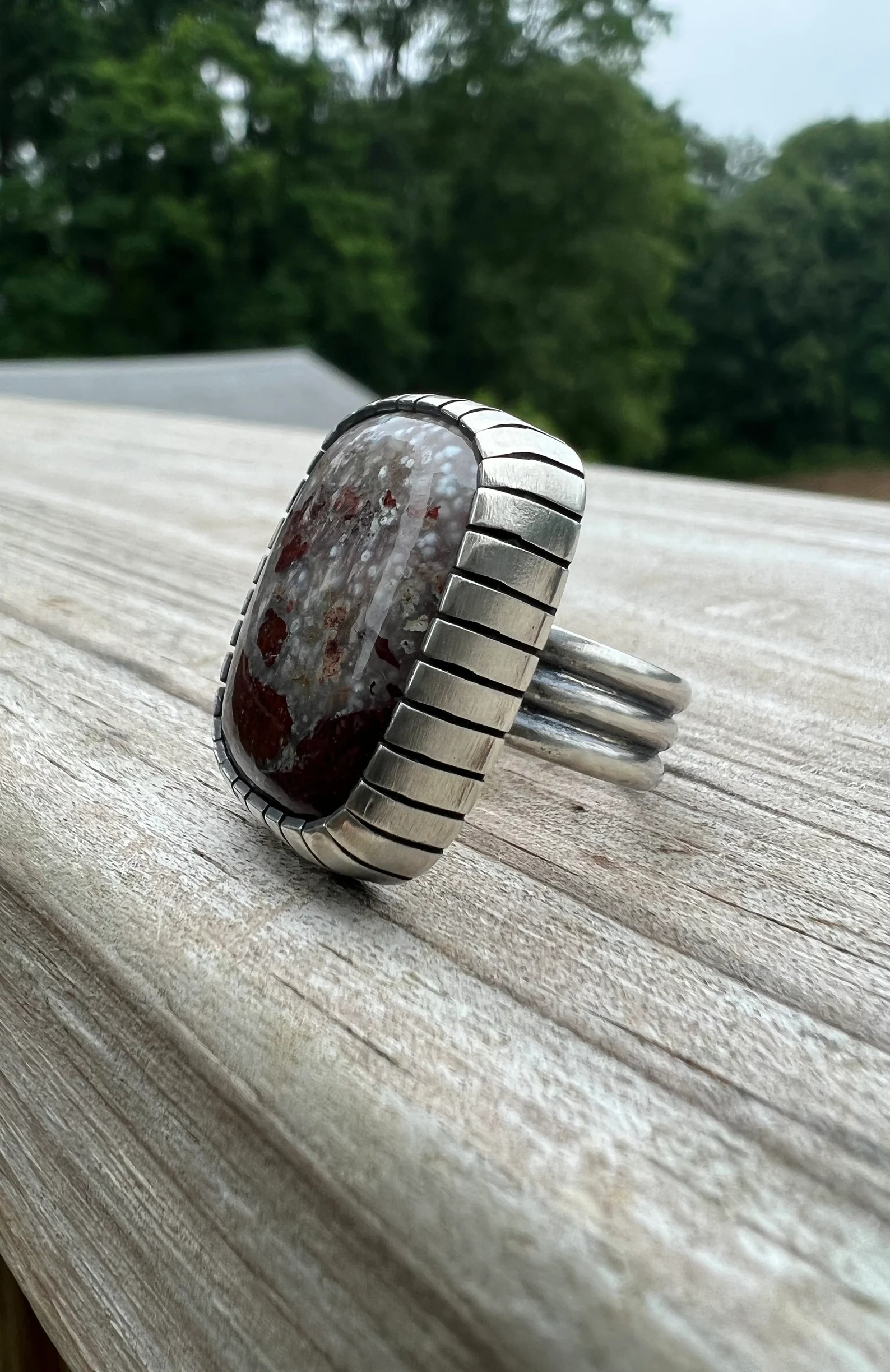 Chunky Agate Handmade Ring Size 5.25