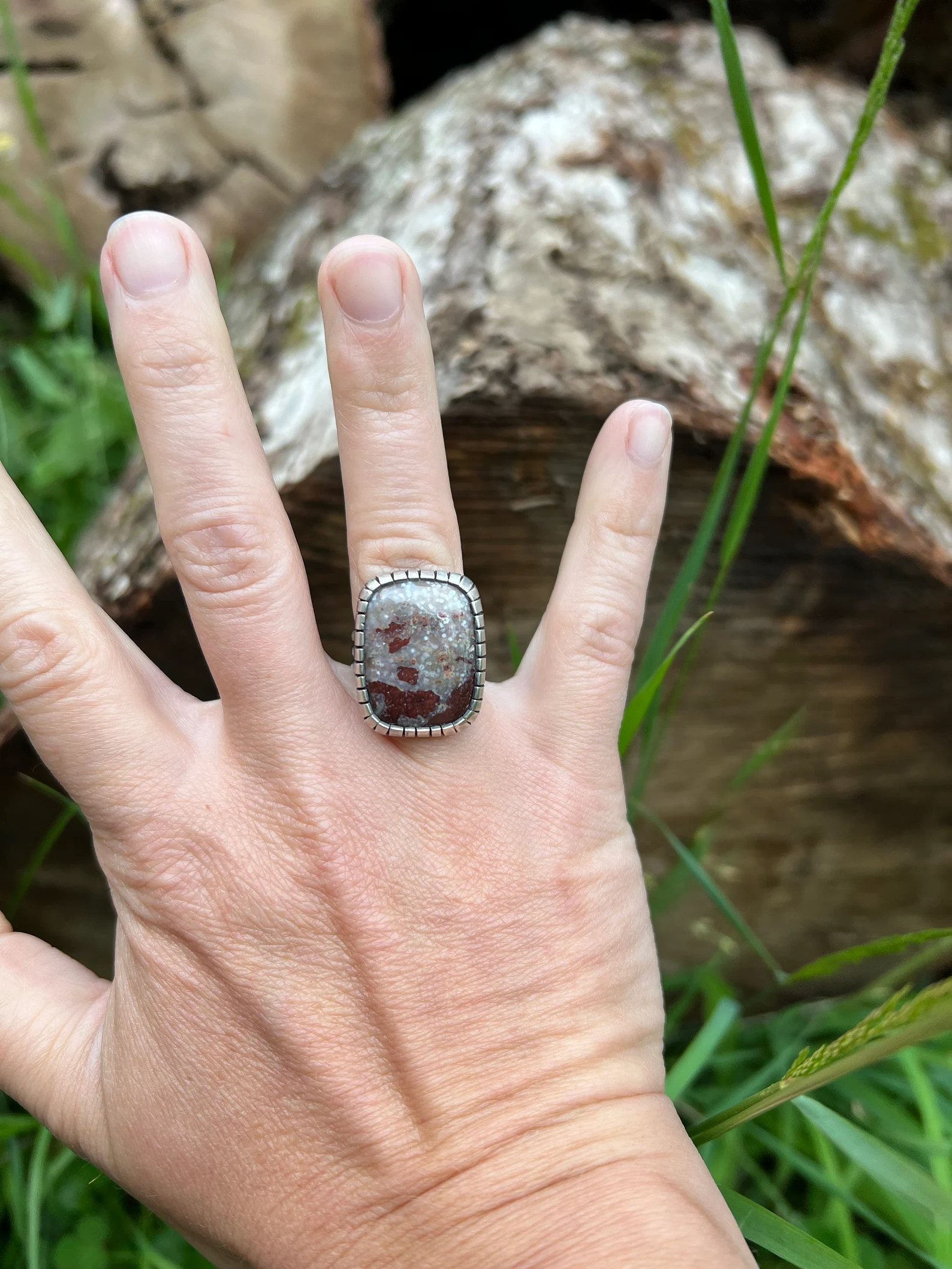 Chunky Agate Handmade Ring Size 5.25