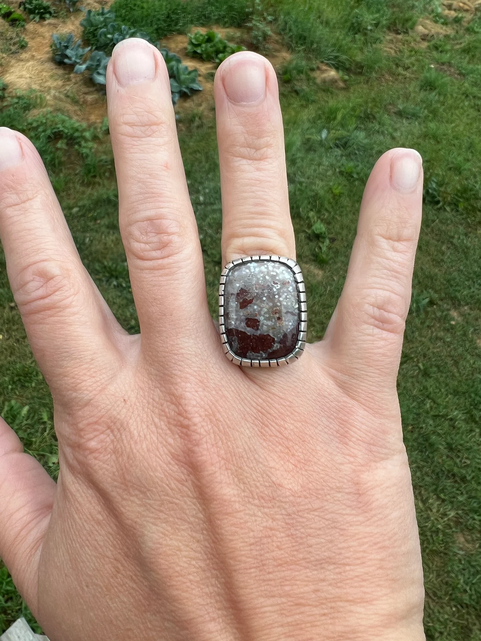 Chunky Agate Handmade Ring Size 5.25