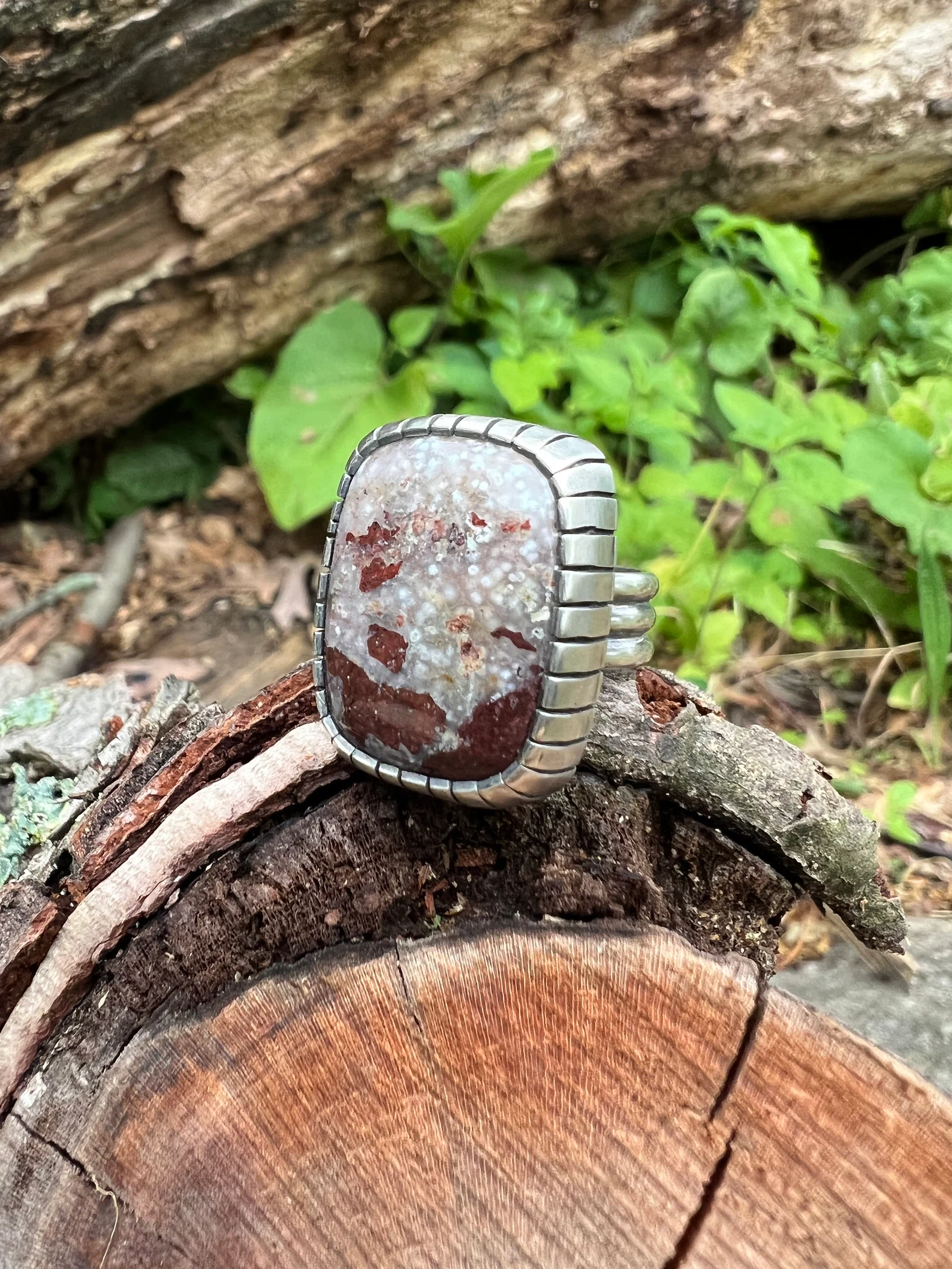 Chunky Agate Handmade Ring Size 5.25