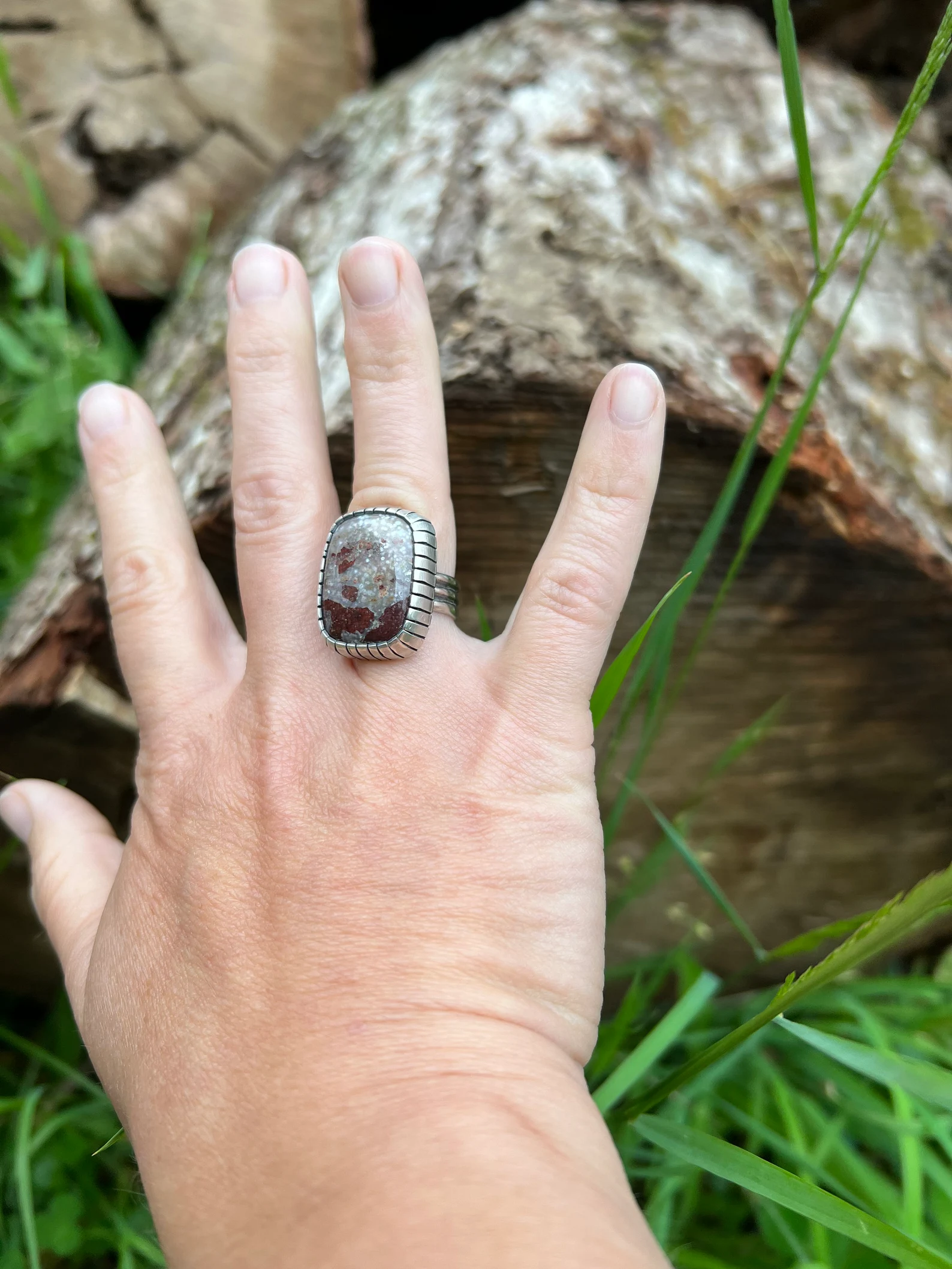 Chunky Agate Handmade Ring Size 5.25