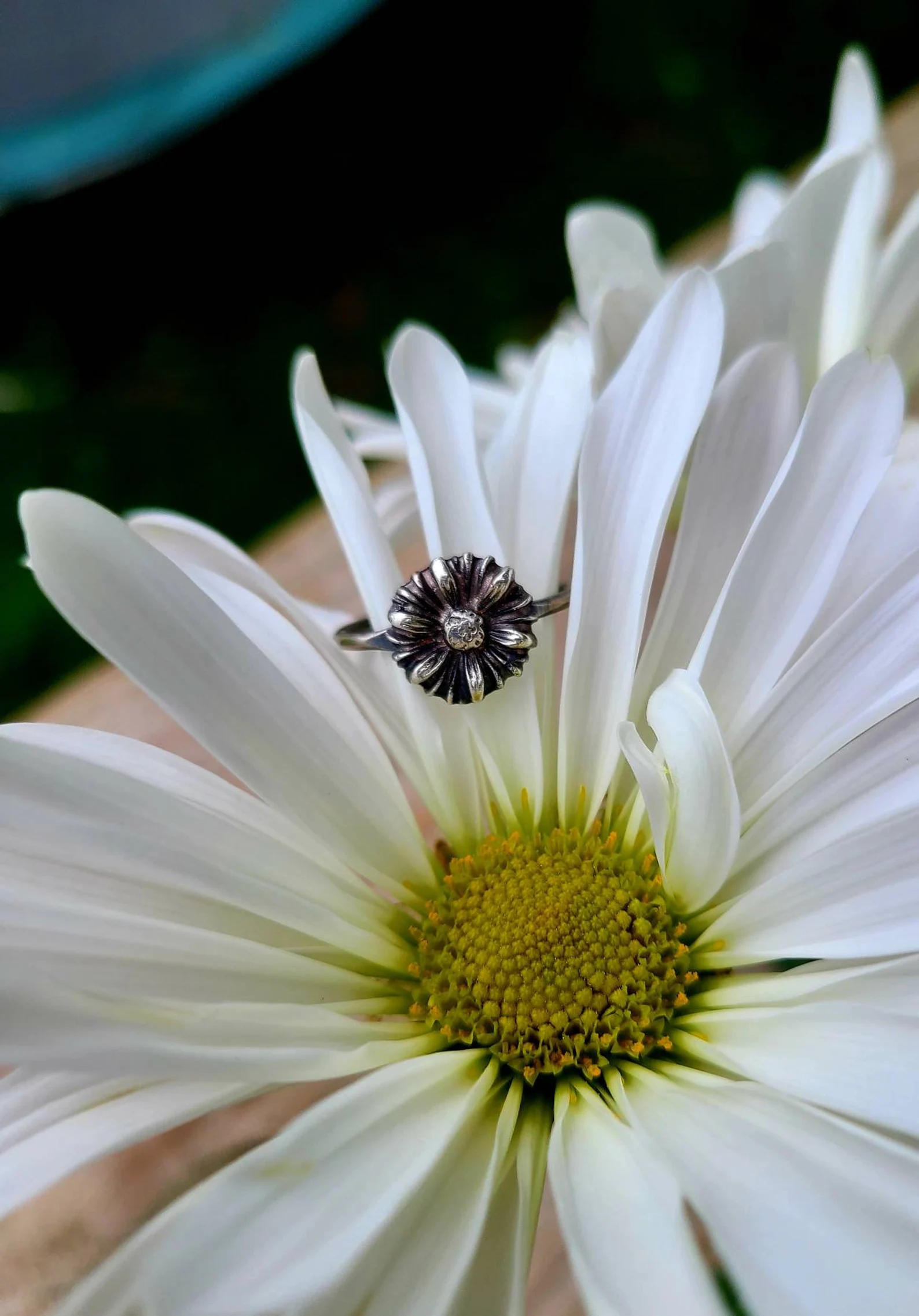 Daisy Silver Flower Handmade Ring - Size 6.25