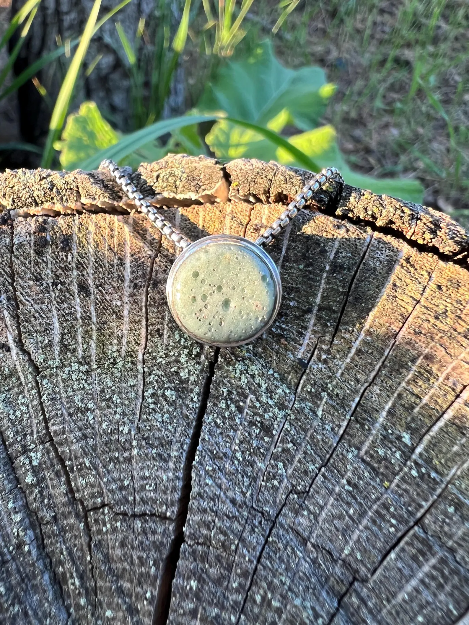 Frankfort Michigan Green Stone Necklace