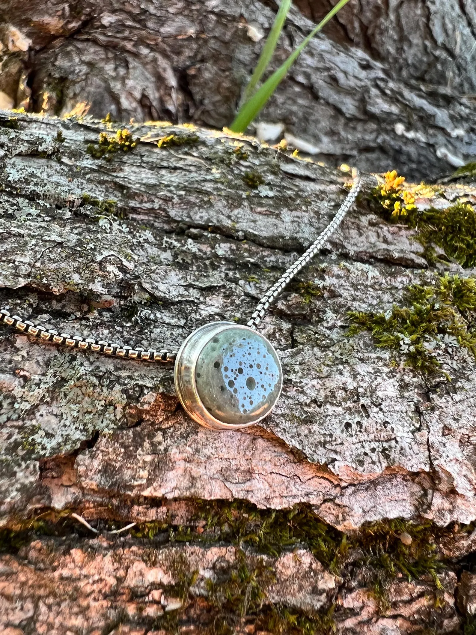 Frankfort Michigan Green Stone Handmade Necklace