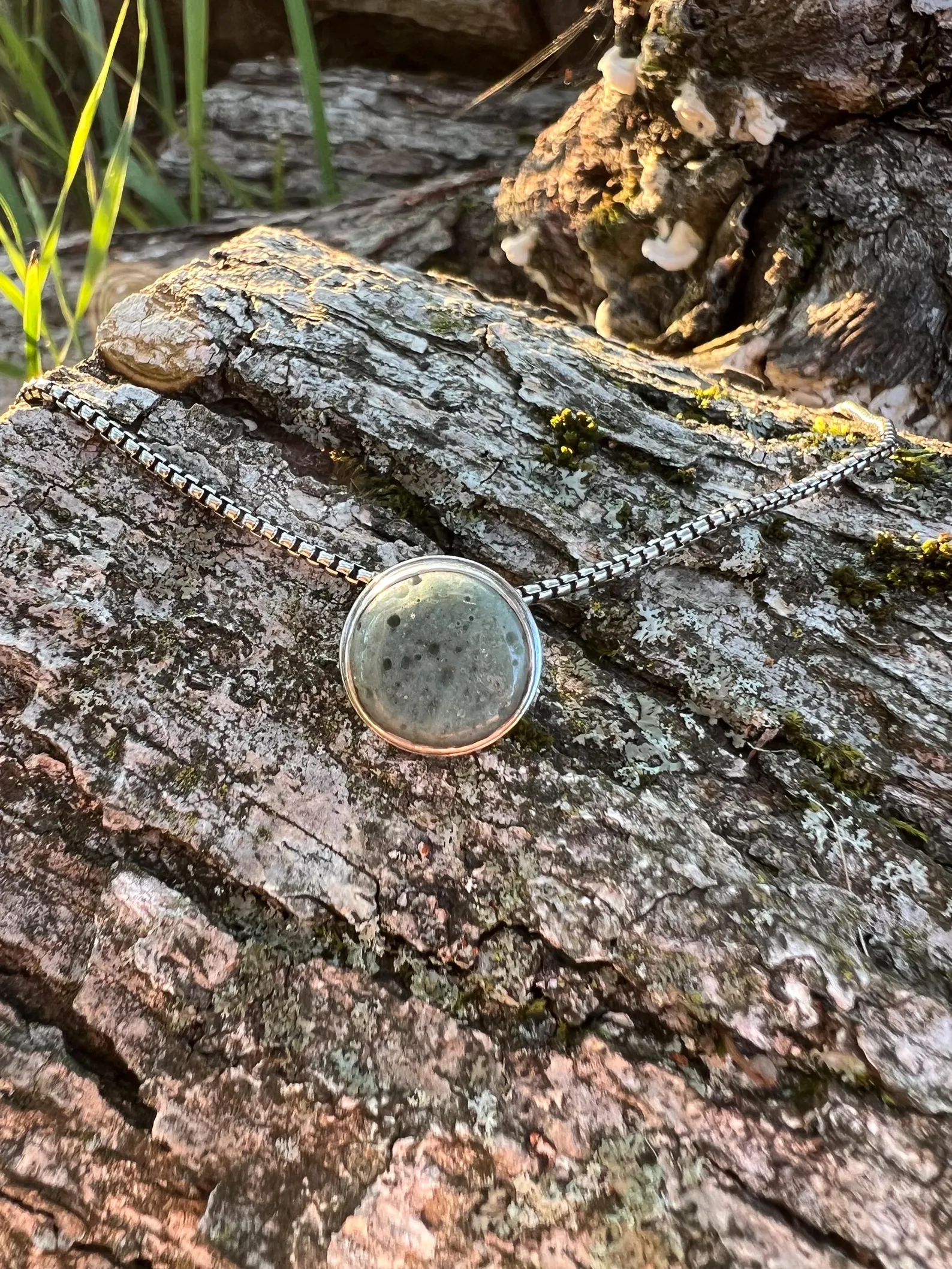 Frankfort Michigan Green Stone Handmade Necklace