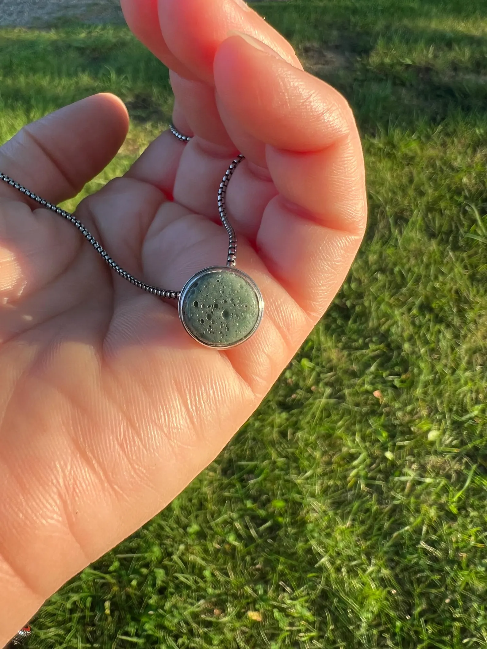 Frankfort Michigan Green Stone Handmade Necklace