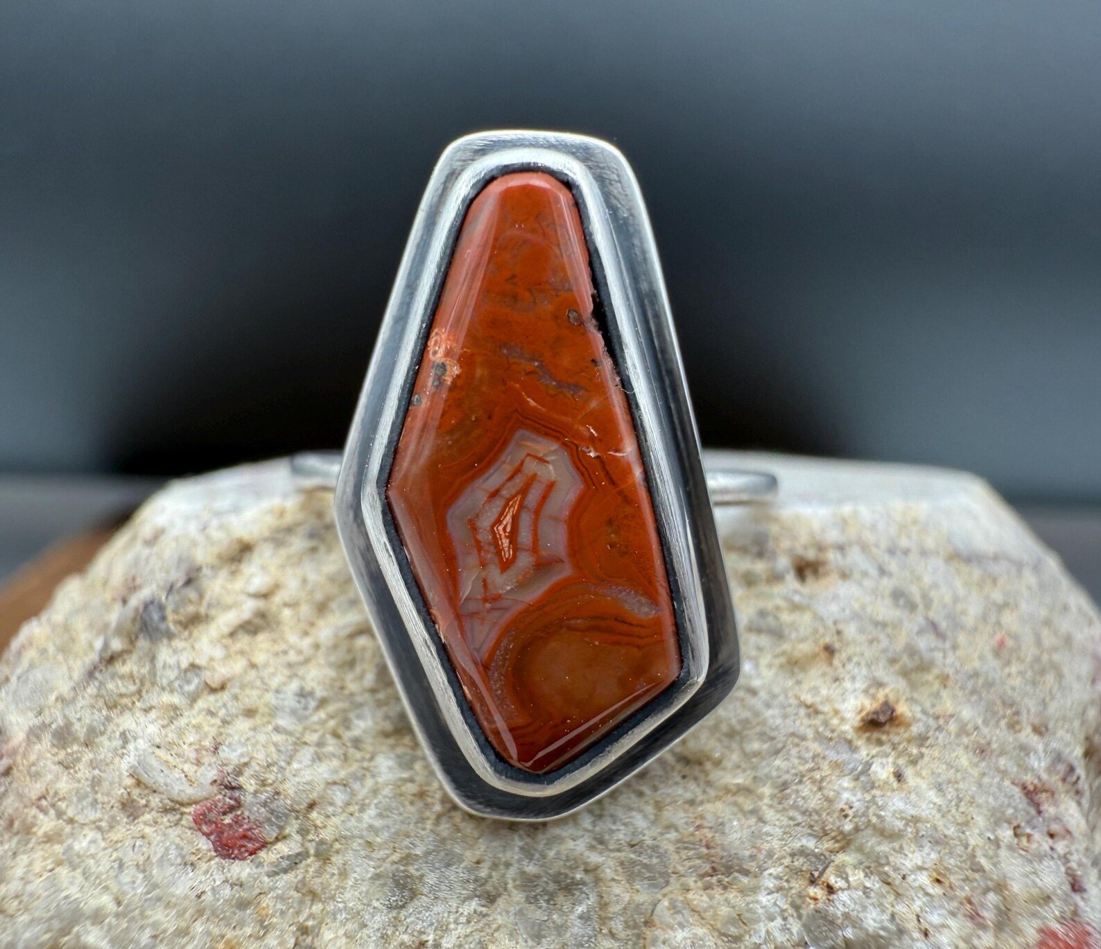 Lake Superior Agate Silver Ring - Size 7.25