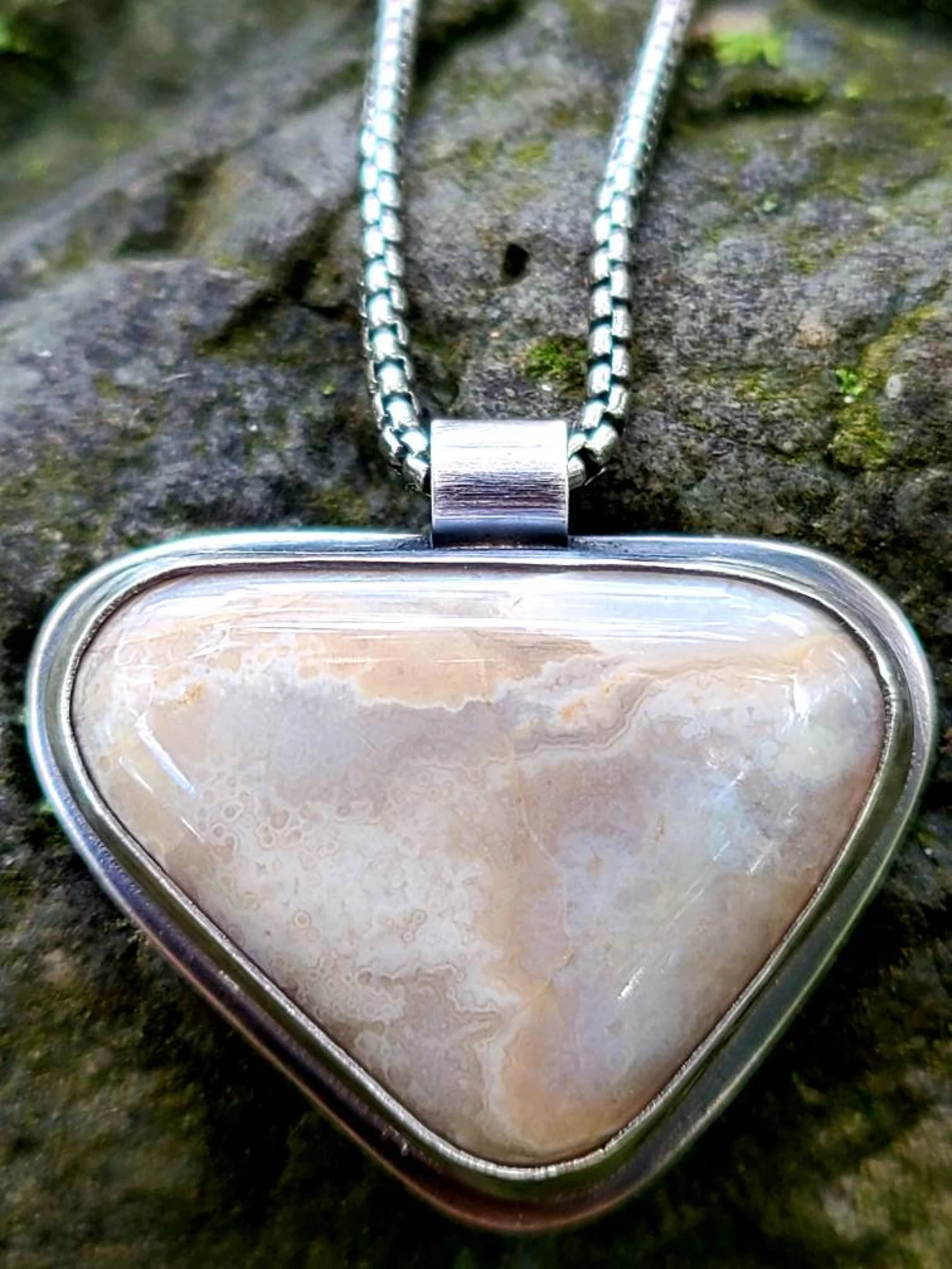 Michigan Agate Pendant Handmade Necklace