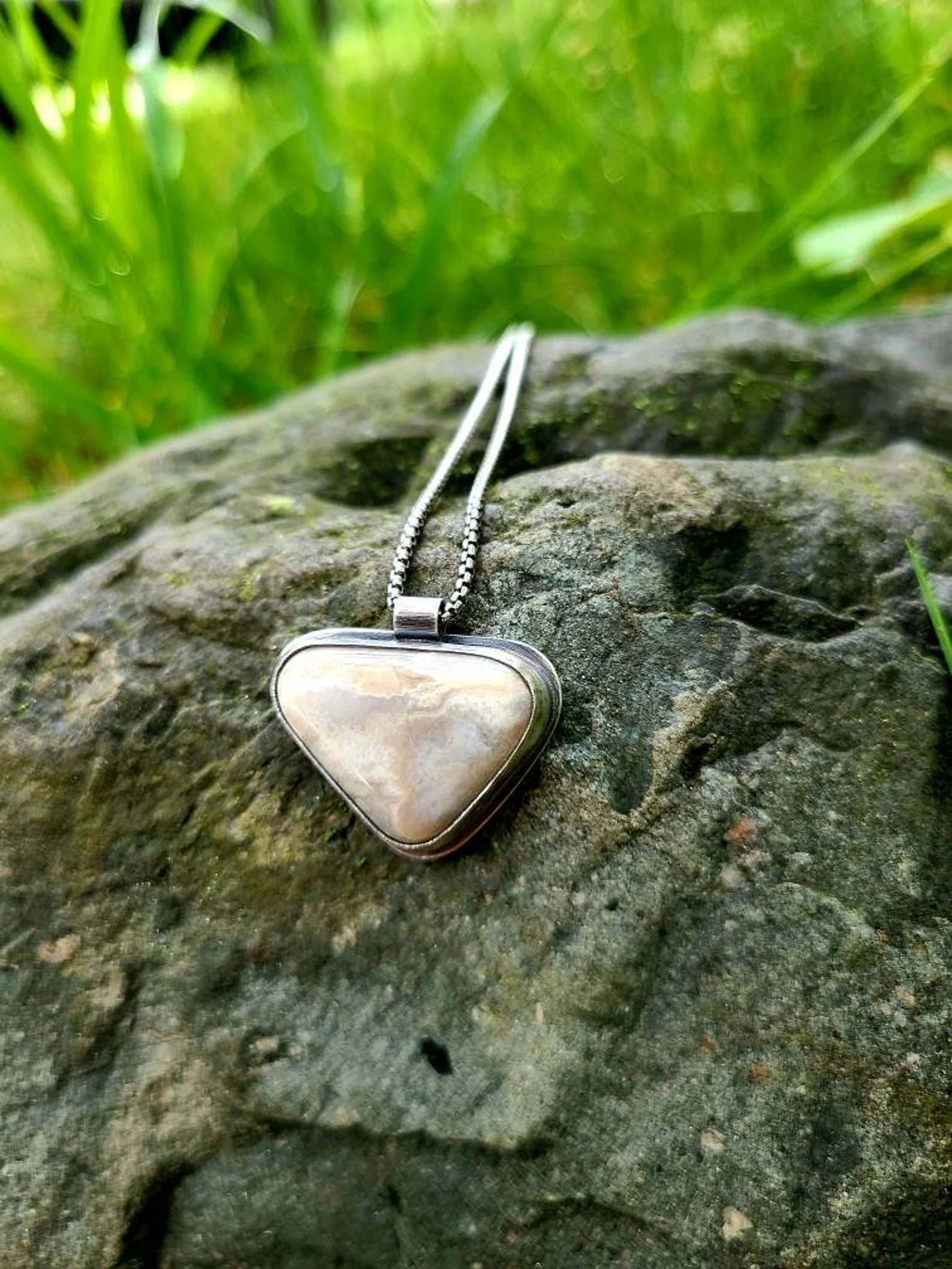 Michigan Agate Pendant Handmade Necklace