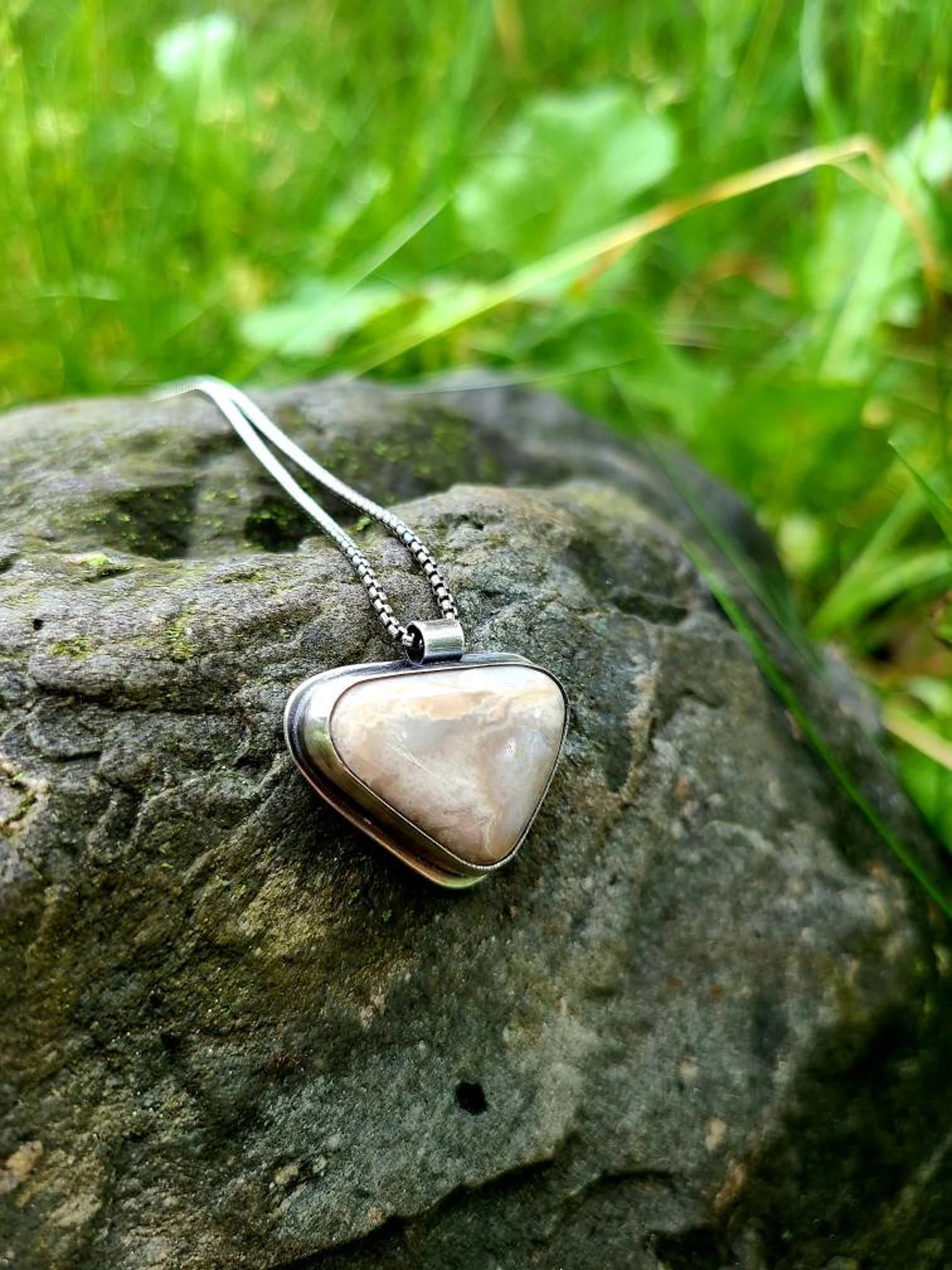 Michigan Agate Pendant Handmade Necklace