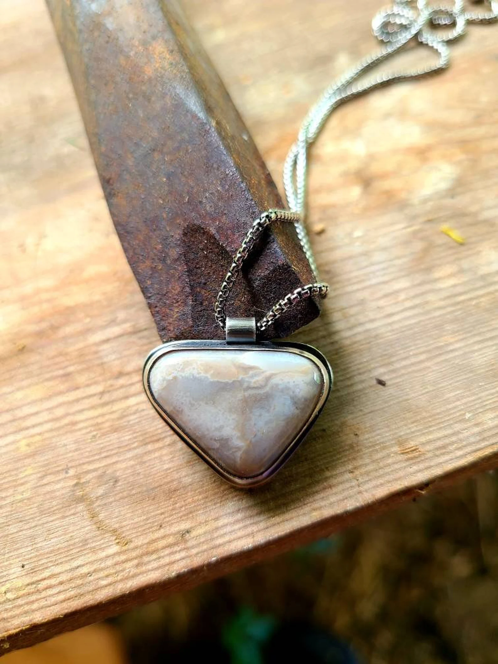 Michigan Agate Pendant Handmade Necklace