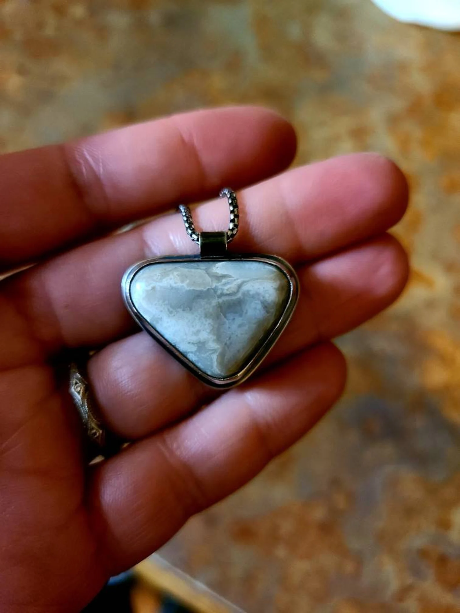 Michigan Agate Pendant Handmade Necklace