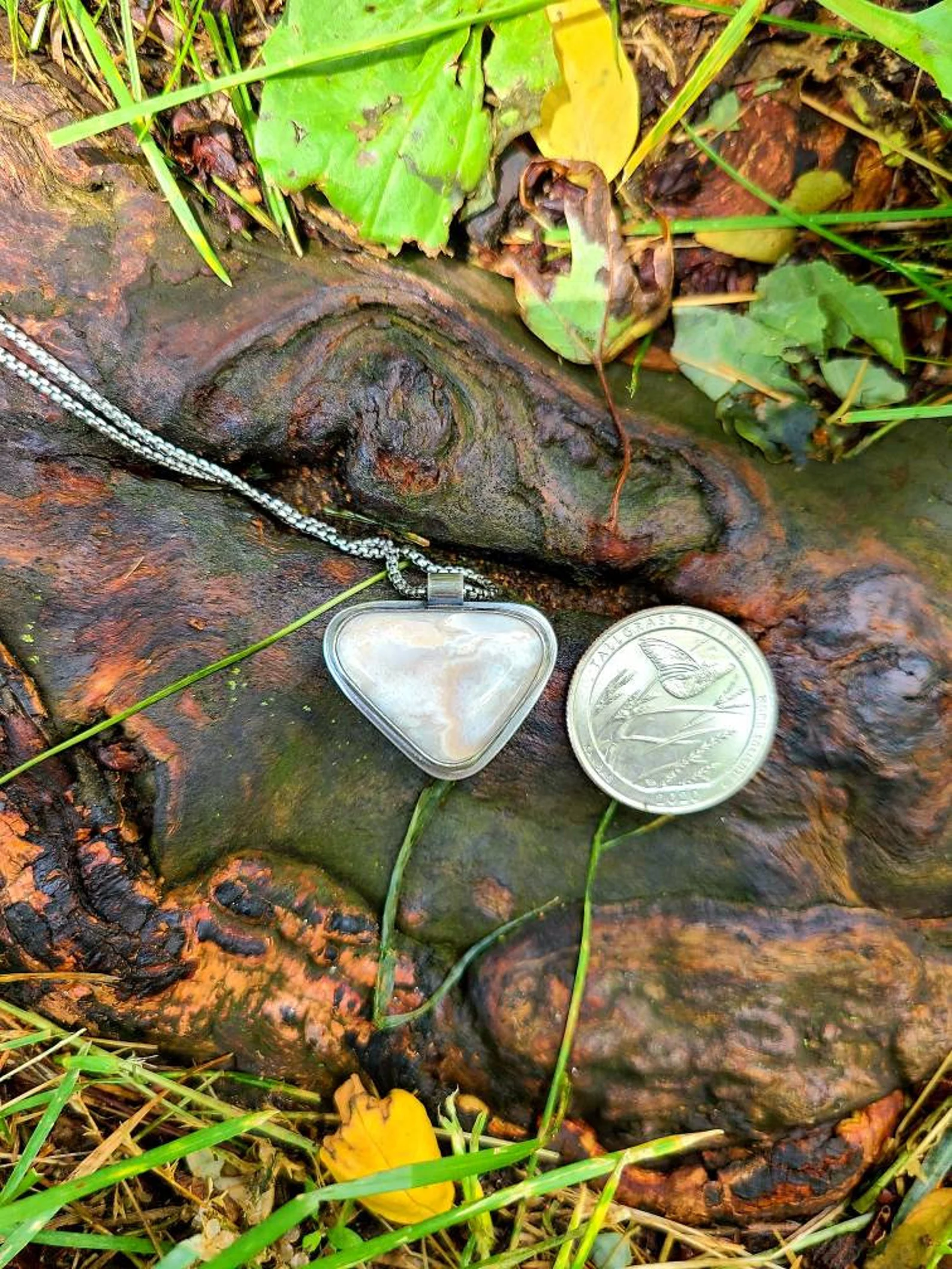 Michigan Agate Pendant Handmade Necklace
