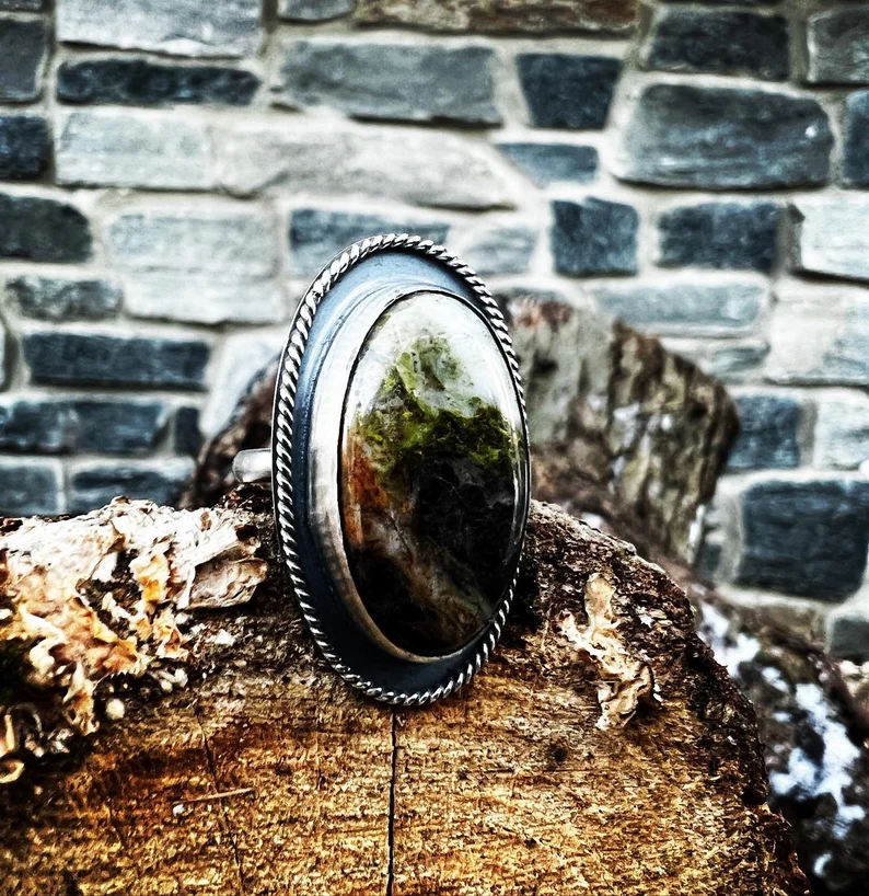 Michigan Oval Stone Statement Ring - Size 8