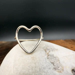 Open Heart Sterling Silver Ring - Size 8.25