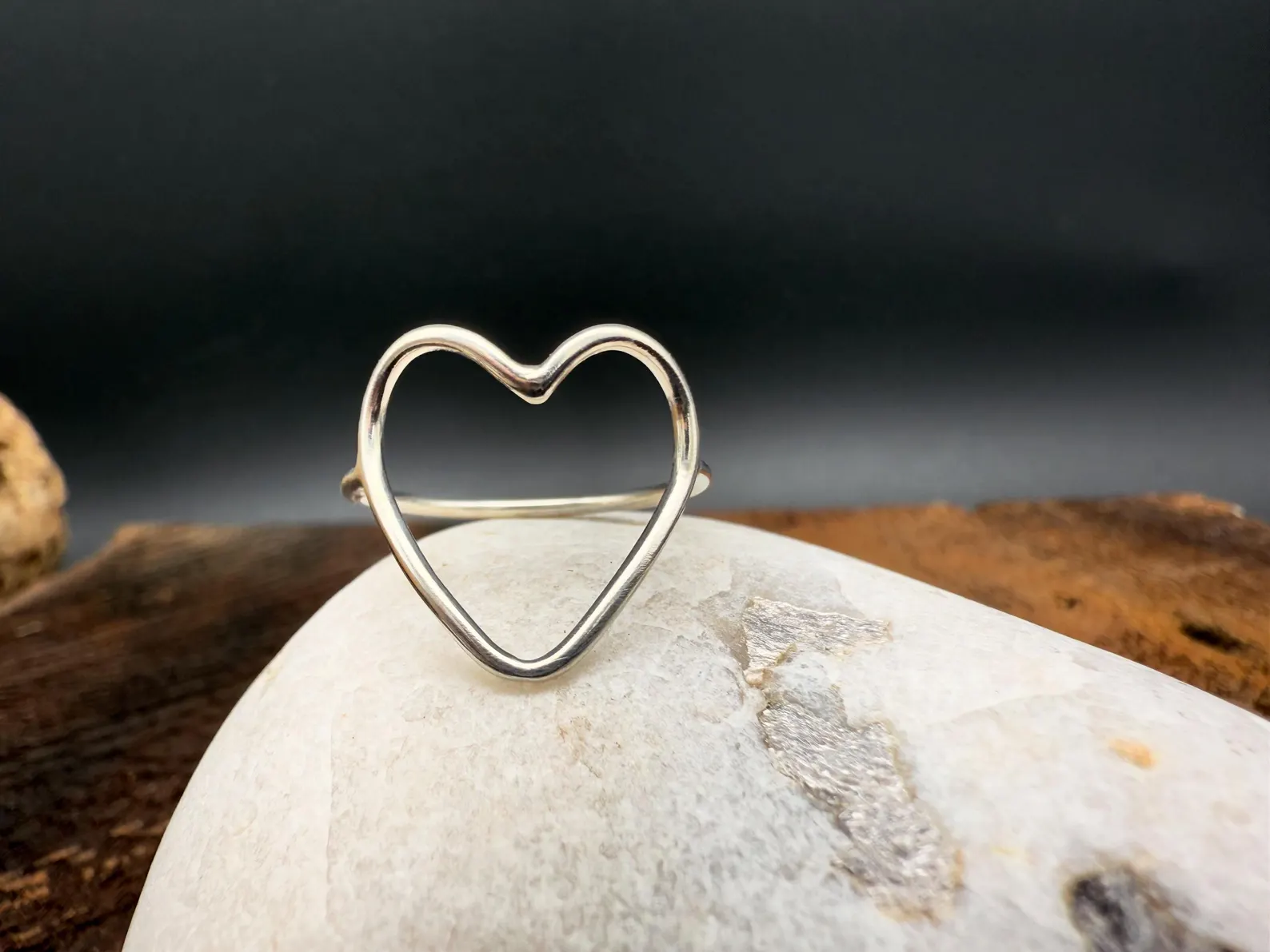 Open Heart Sterling Silver Ring - Size 8.25