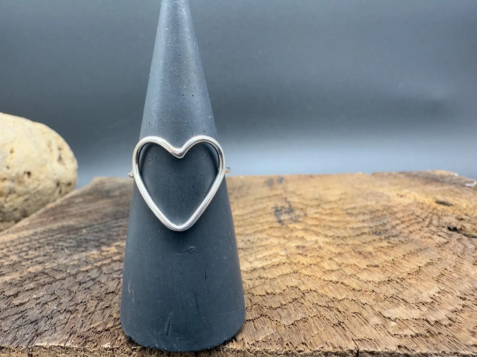 Open Heart Sterling Silver Ring - Size 8.25