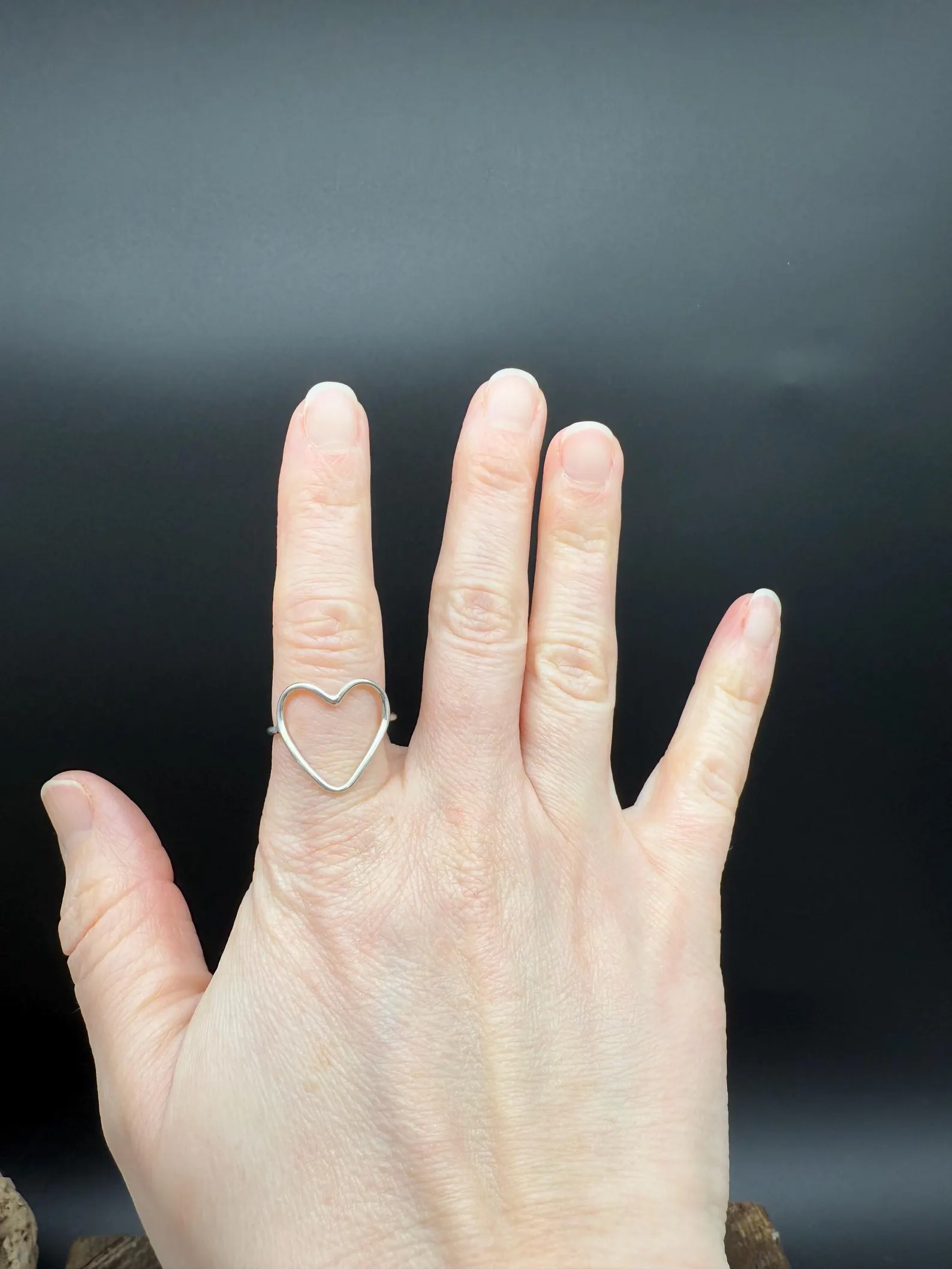 Open Heart Sterling Silver Ring - Size 8.25