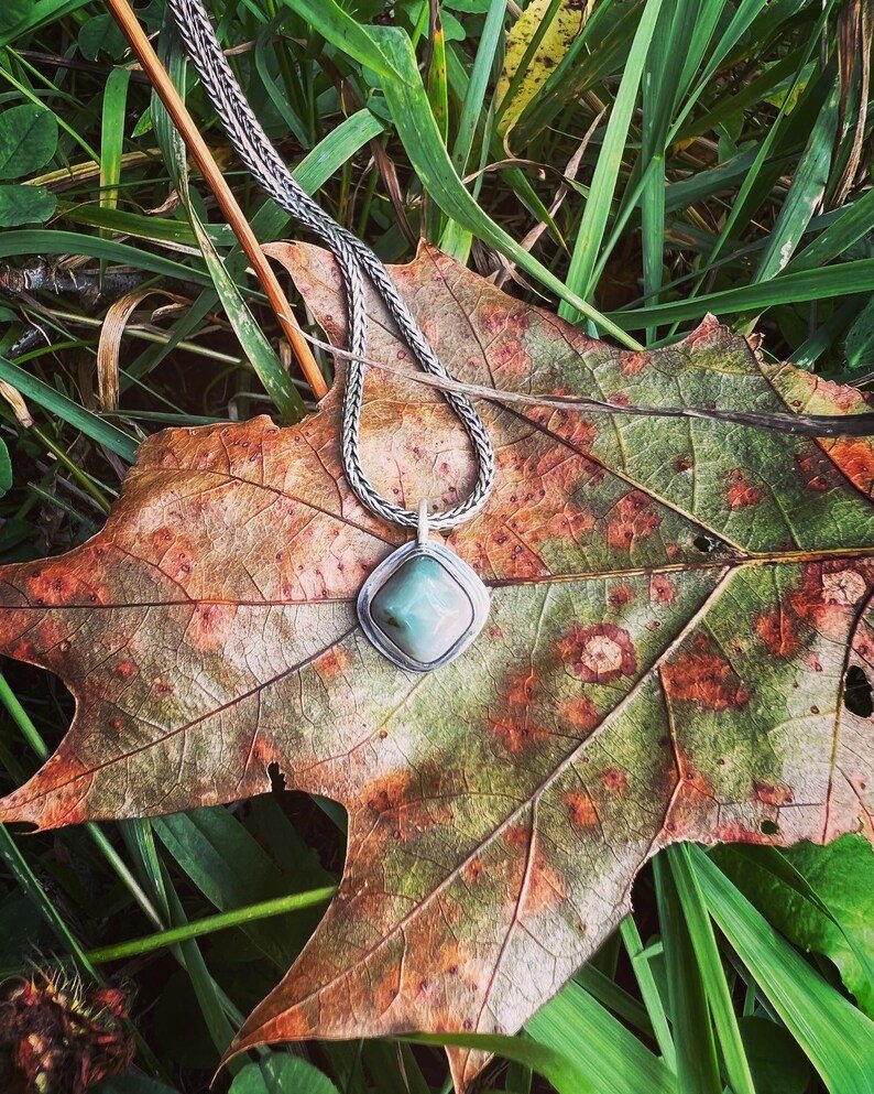 Prehnite Diamond Shape Pendant Necklace