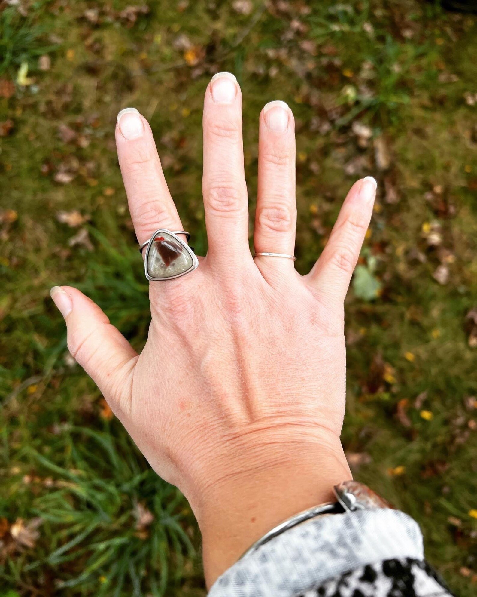 Puddingstone Jasper Chunky Handmade Ring – Size 7.25