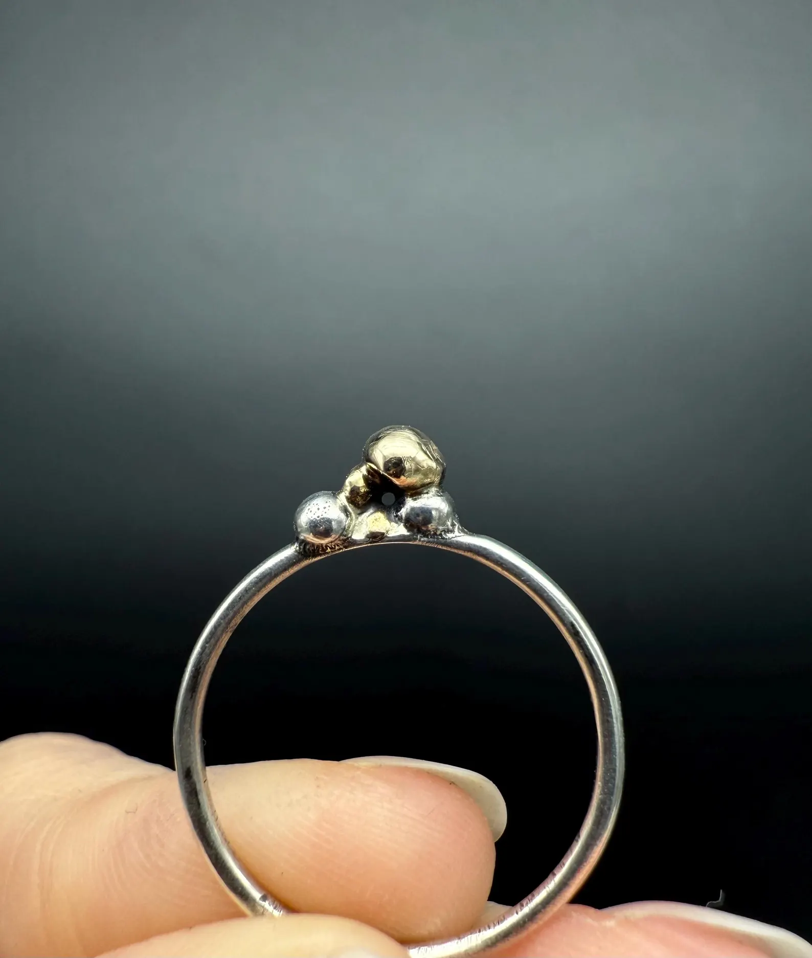 Silver and Gold Solitaire Ring - Size 7.5