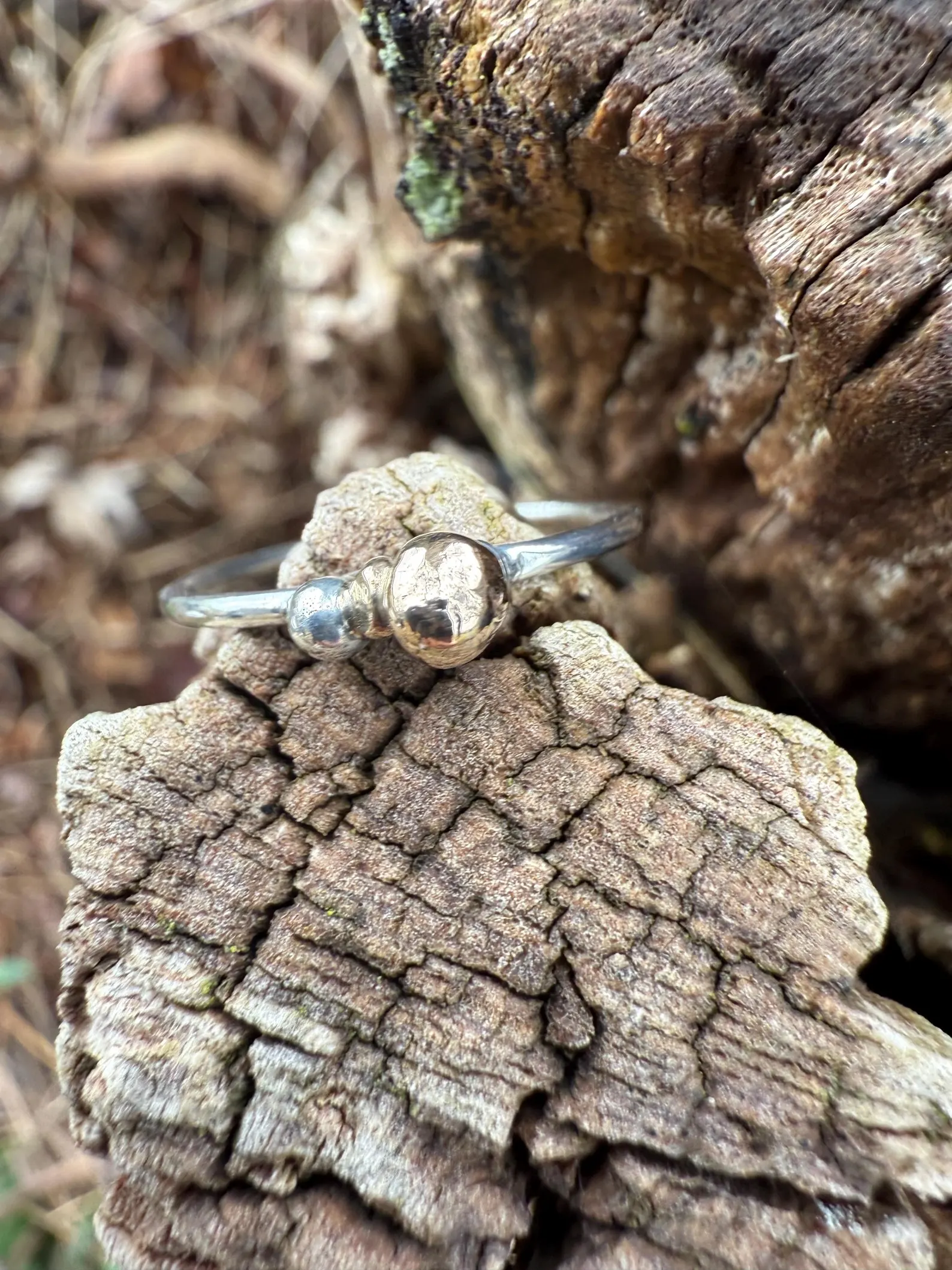 Silver and Gold Solitaire Ring - Size 7.5