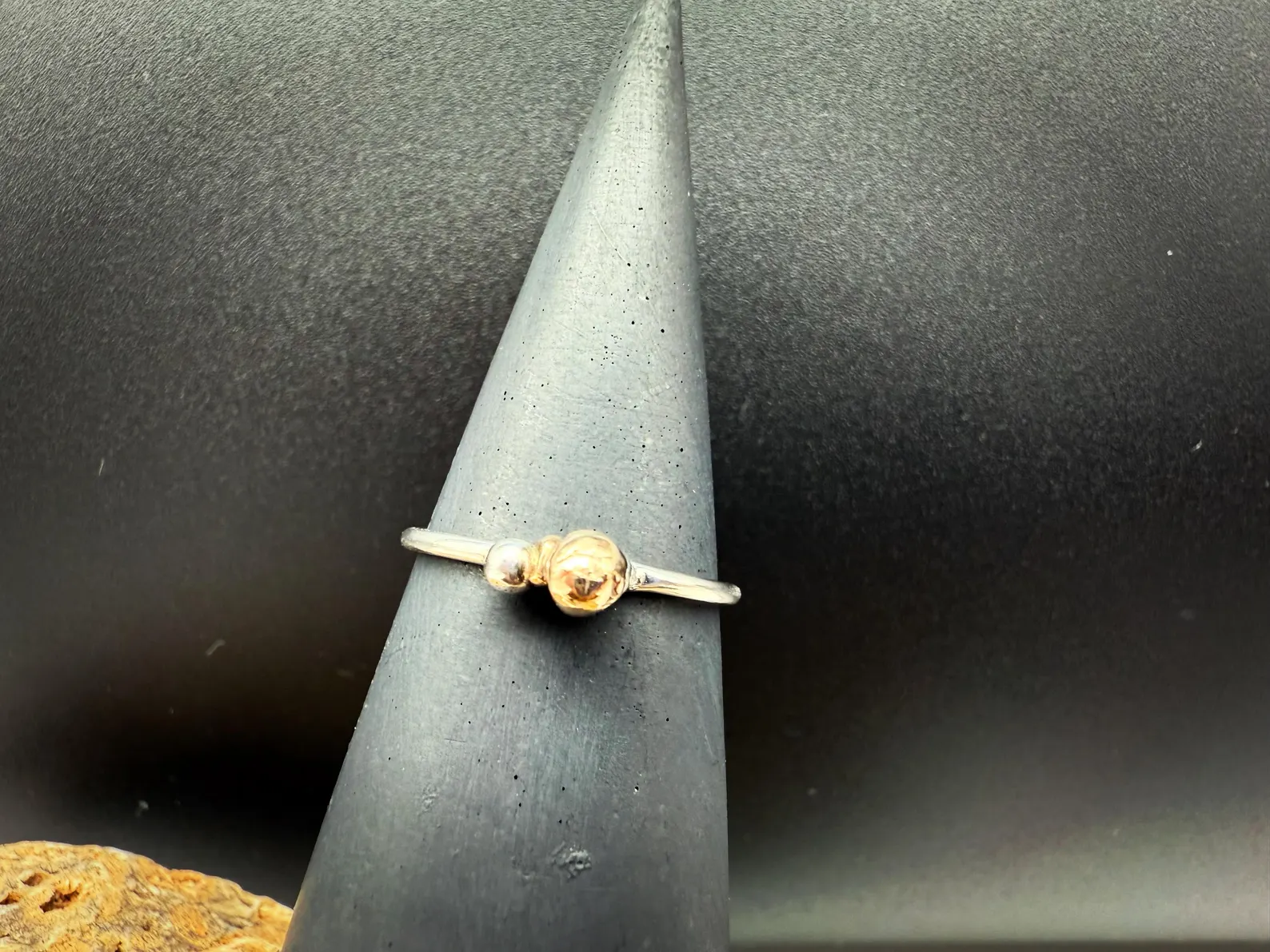 Silver and Gold Solitaire Ring - Size 7.5