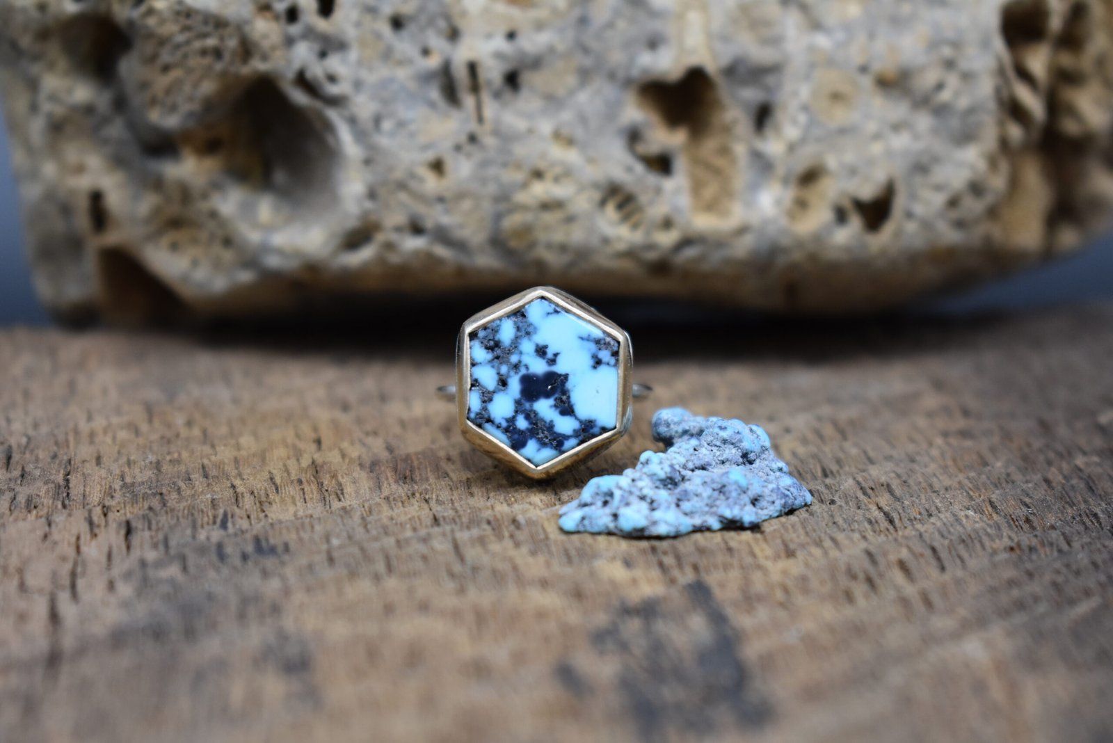 Turquoise Handmade Hexagon Ring