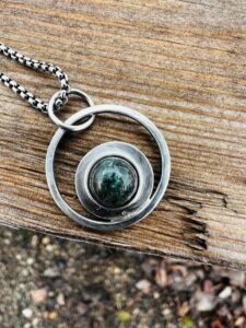 Greenstone Gem Sterling Silver Necklace