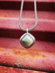 Prehnite Diamond Shape Pendant Necklace