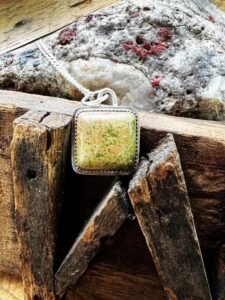 Unakite Stone Square Pendant Necklace