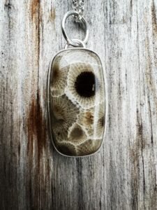 Michigan Petosky Stone Large Rectangle Pendant