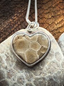 Heart Shaped Petosky Stone Pendant Necklace