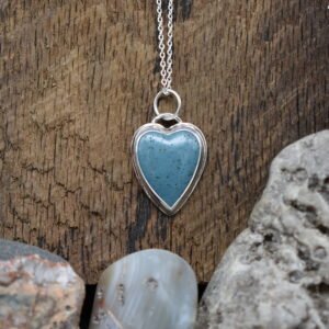 Leland Blue Stone Heart Shaped Handmade Pendant Necklace Silver
