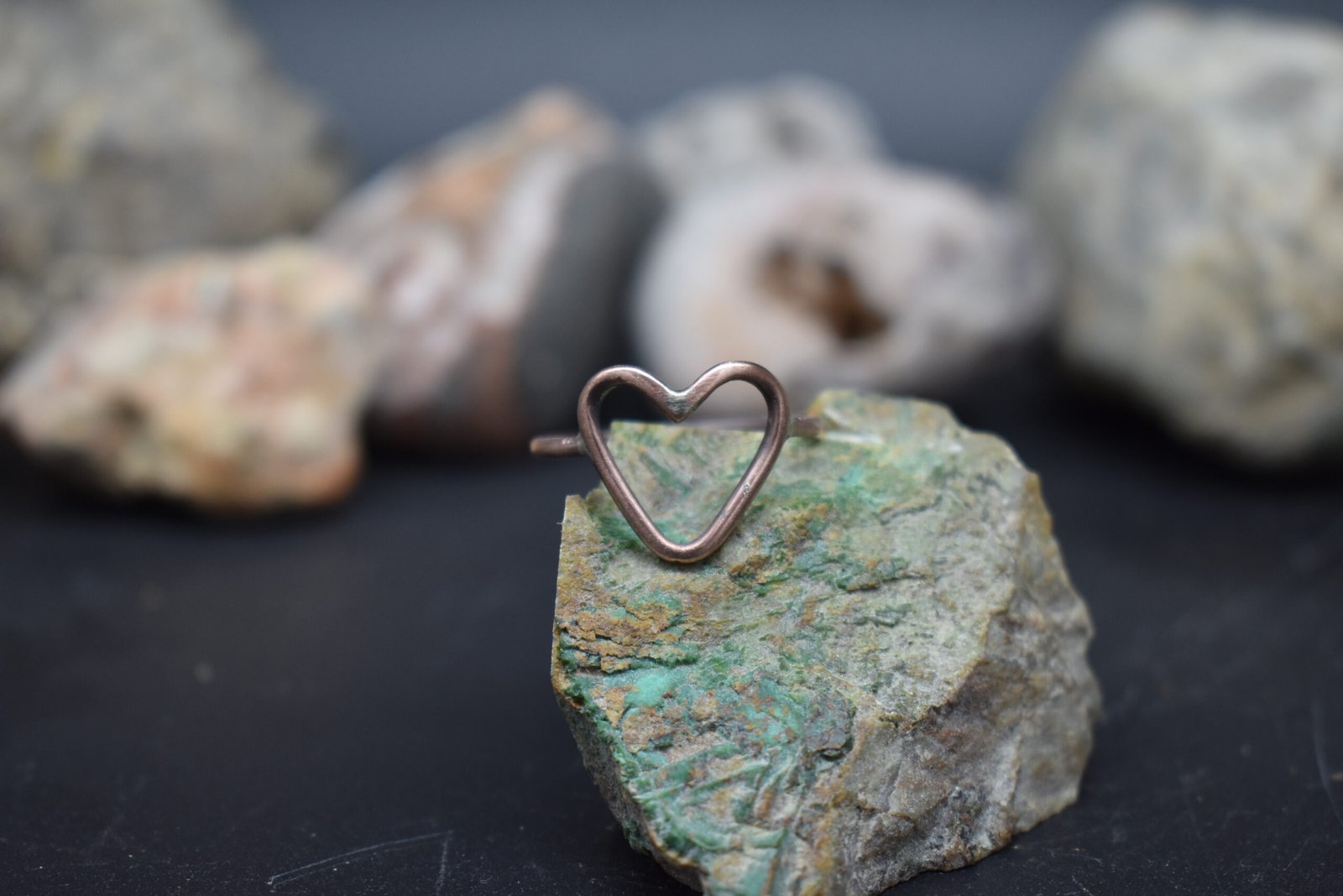 Open Heart Copper Ring Size 9 with a Patina Finish