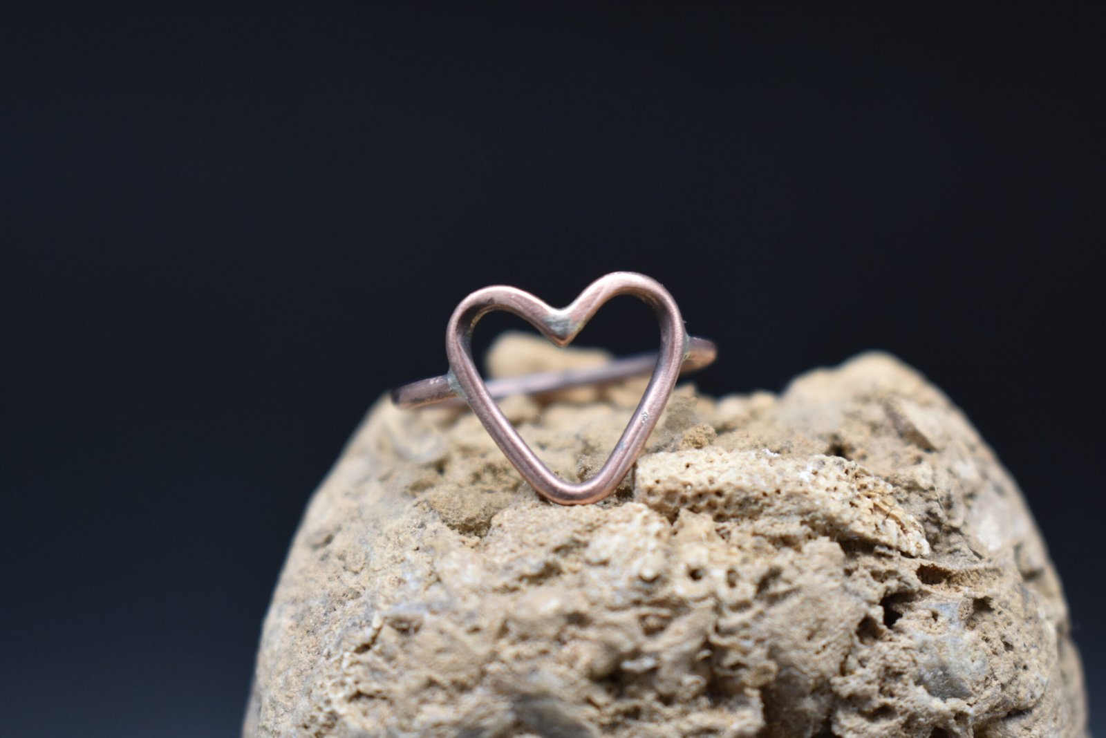 Open Heart Copper Ring Size 9 with a Patina Finish