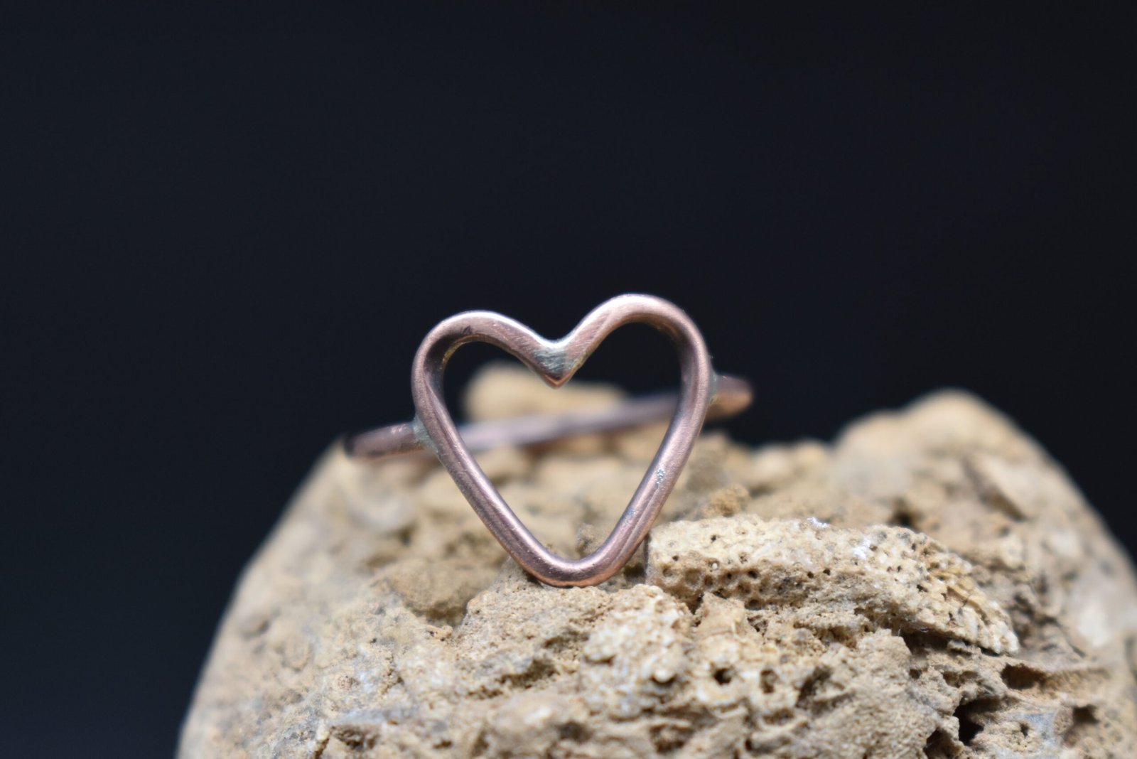Open Heart Copper Ring Size 9 with a Patina Finish