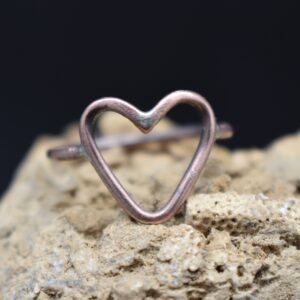 Open Heart Copper Ring Size 9 with Patina Finish