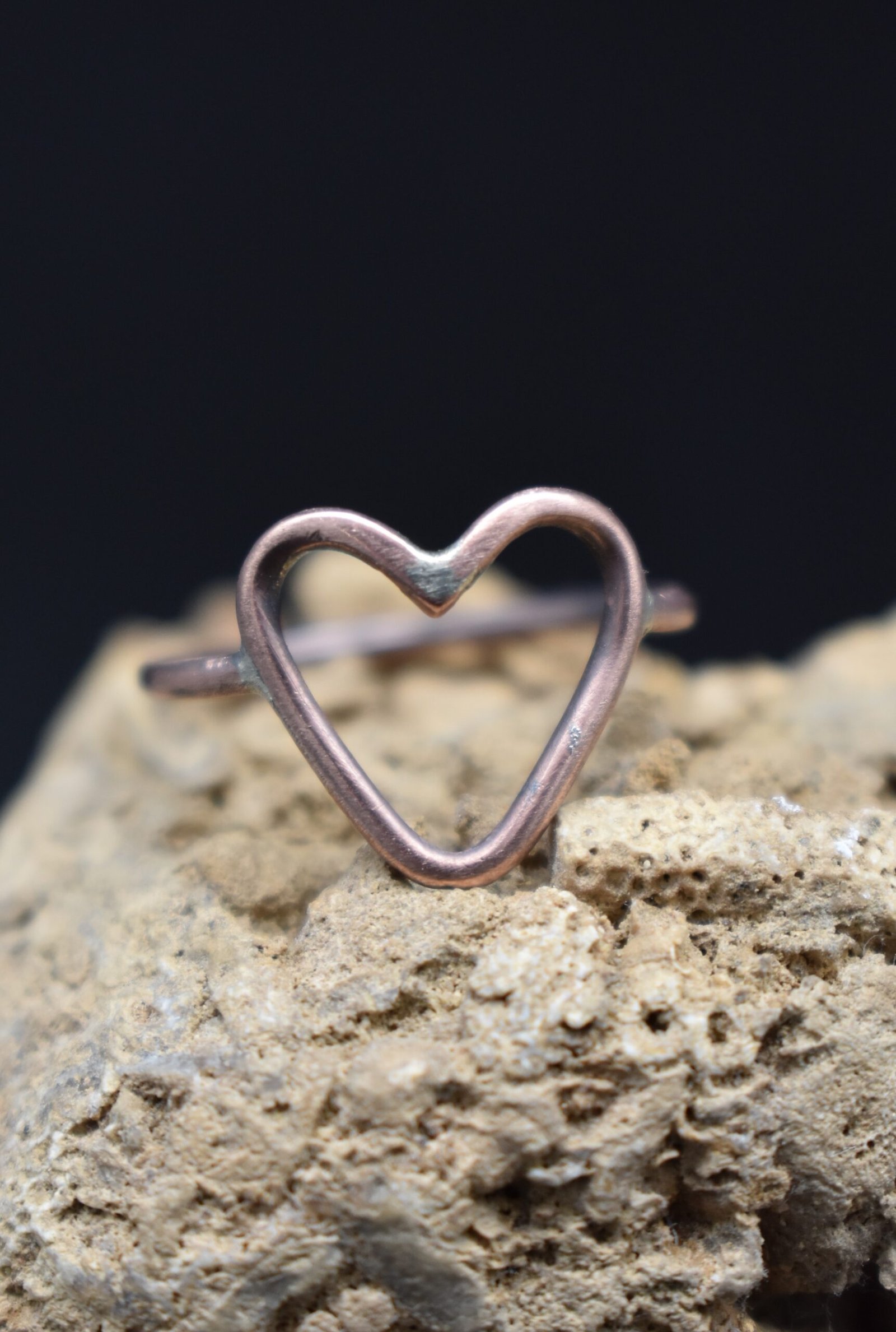 Open Heart Copper Ring Size 9 with Patina Finish