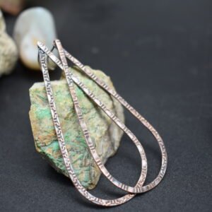 Copper Teardrop Stamped Handmade Earrings Lightweight
