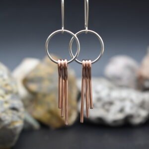 Lightweight Earrings with Sterling Silver Hoops and Copper Dangles Earwire is Silver