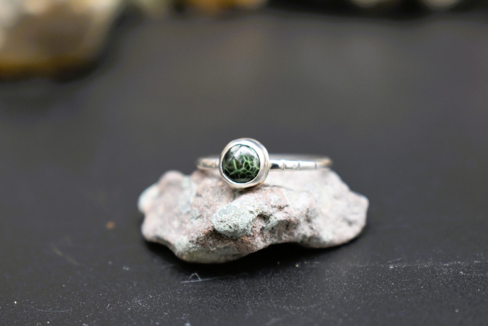 Michigan Isle Royale Greenstone Size 6 Sterling Silver Ring