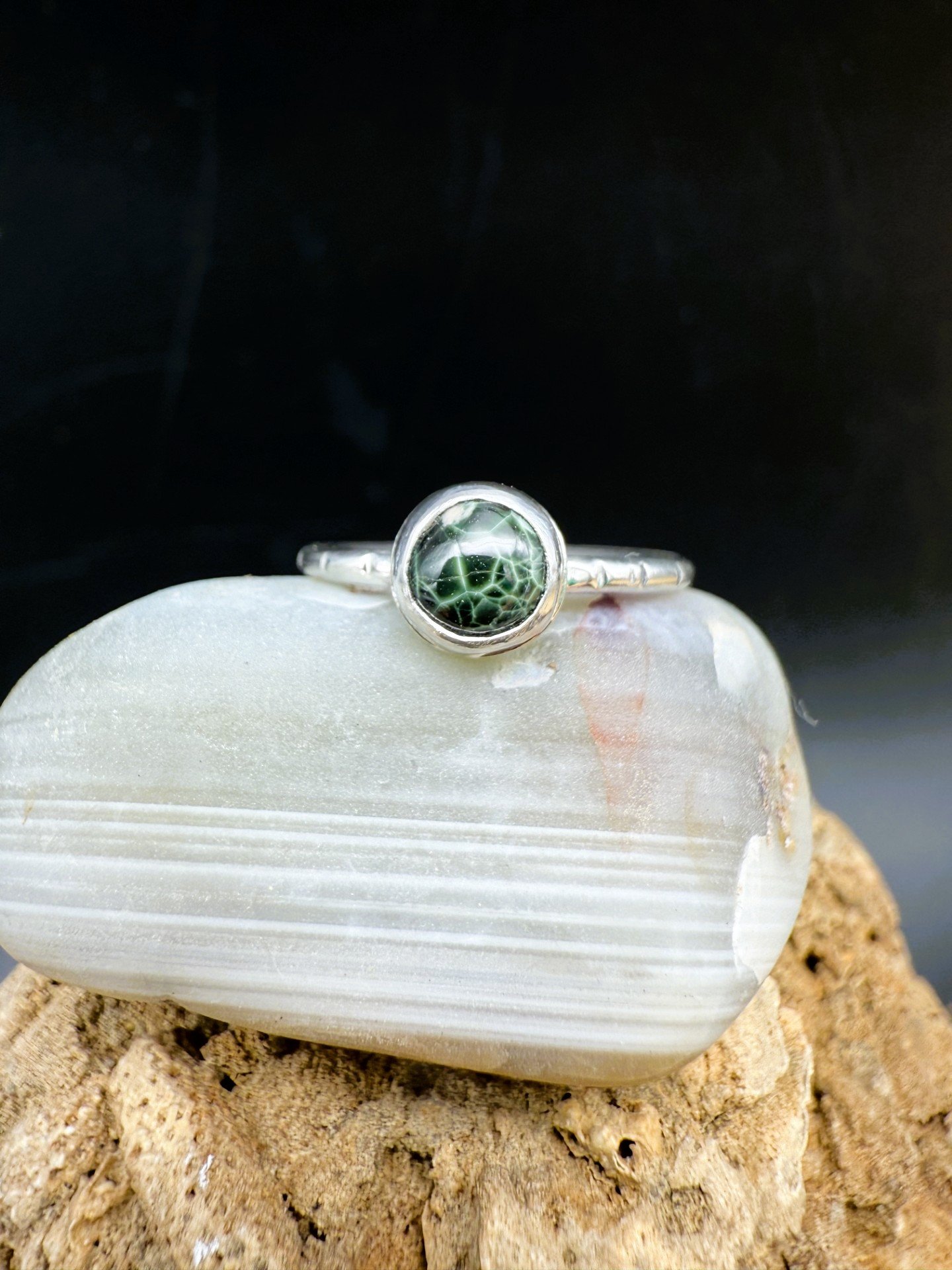 Michigan Isle Royale Greenstone Size 6 Sterling Silver Ring