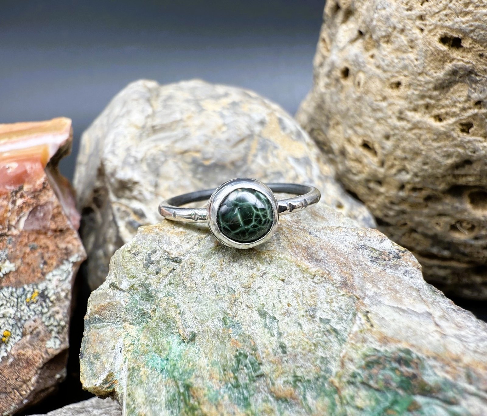 Michigan Isle Royale Greenstone Size 6 Sterling Silver Ring