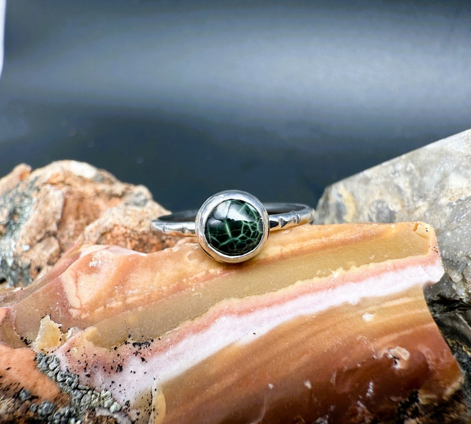 Michigan Isle Royale Greenstone Size 6 Sterling Silver Ring